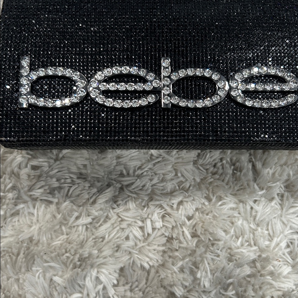 Bebe Black Rhinestone Evening Bag - Picture 2 of 5